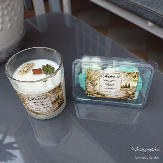 Pack Noches de Verano | Vela en cristal + Wax melts