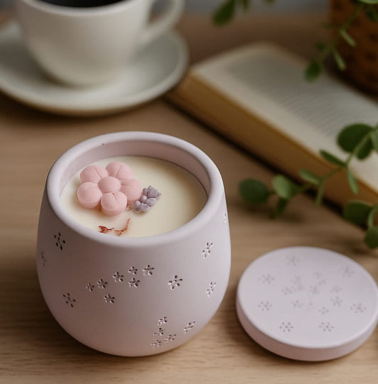Vela aromática de bambú y flor de cerezo