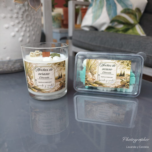 Pack Noches de Verano | Vela en cristal + Wax melts